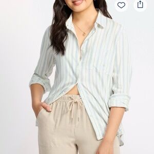 Market & Spruce Blue and White Striped Button-Down Shirt
